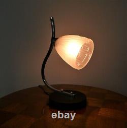 Lampe de Table Art Déco Moderniste Décor Verre Géométrique Moulé Pressé