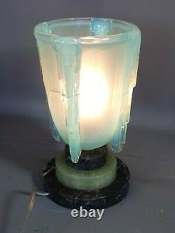 Lampe de table Art déco verre pressé moulé & marbre 24 cm SB