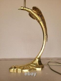 Lampe en bronze doré d un aigle signé C pour charles ranc tulipe pate de verre