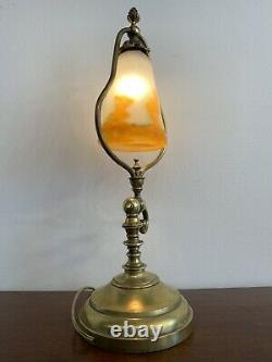 Lampe pâte de verre Muller Frères, pied bronze