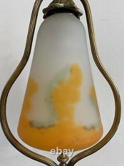 Lampe pâte de verre Muller Frères, pied bronze