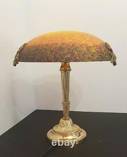 Lampe pate verre signée vianne art déco art nouveau (bronze ou laiton)