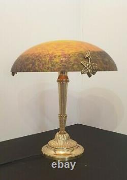 Lampe pate verre signée vianne art déco art nouveau (bronze ou laiton)