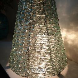 Lampe table Cone conique morceaux de verre metal luminaire light vintage brut