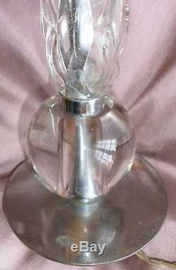 Lampe tulipe Art Déco en verre et métal chromé fil et prise bakélite d'origine