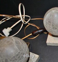 Lampes de chevet ART DECO Chiens régule cuivré Berger Allemand globe verre 1930