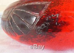 Legras coupe pate de verre art déco rouge signé