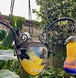 Lustre Vasque globe art déco Muller Frères Luneville pâte de verre