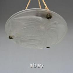 Lustre vasque en verre moulé d'après Muller aux échassiers 1930