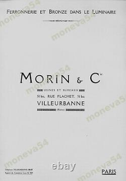Morin & Degué Lampe Art Déco Cataloguée Fer Nickelé & Dôme En Verre Pressé 1930