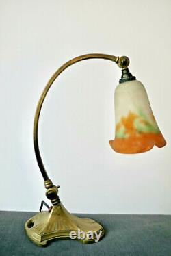 Muller Frères Lunéville Authentique Lampe De Table En Bronze Pte De Verre