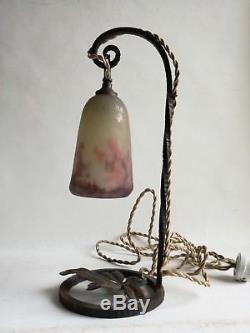Muller Frères Lunéville Lampe Fer Forge Pte De Verre Art Déco Art Nouveau