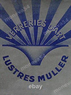 Muller Frères Suspension Art Déco En Fer Forgé Et Globe En Verre Pressé 1930