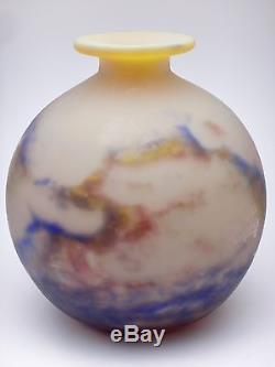 Müller frères Lunéville vase signé en pâte de verre décor nuage Art déco