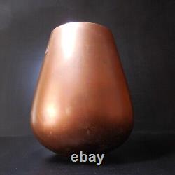 N23.415 verre feuille cuivre récipient vase orange rouge vintage art déco France