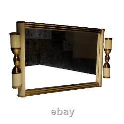 N23.666 plateau service vintage art deco métal doré bakélite miroir verre blanc