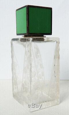 Nécessaire de toilette ARGENT + verre ART DECO vers 1925 flacon à parfum flacons