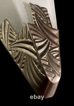 Nicolas Gillen Applique Art Déco Bronze Nickelé Et Plaques En Verre Sablé 1930