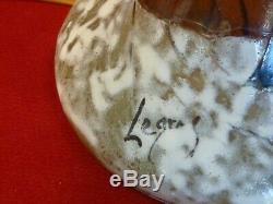 PIED de LAMPE champignon en Pate de verre, signéLEGRAS, paysage hivernal