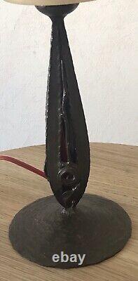 Paire de Lampes Art Déco en Fer Forgé / Pâte de Verre Schneider. 1920/30s
