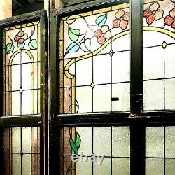 Panneau en vitrail composé de quatre éléments Art Déco vers 1900