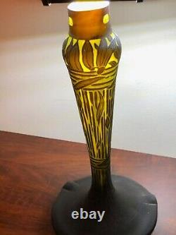 Pied De Lampe Art Deco En Pate De Verre, Signée Muller Freres Luneville, Vase