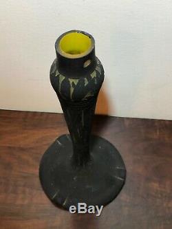 Pied De Lampe Art Deco En Pate De Verre, Signée Muller Freres Luneville, Vase