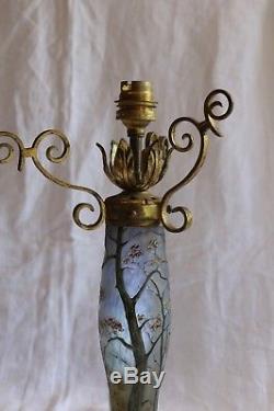 Pied de lampe en pâte de verre signé LEGRAS -1910