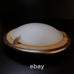 Plafonnier éclairage circulaire verre opalin métal électrique vintage déco N6860