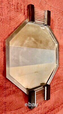 Plateau miroir art déco moderniste métal & verre &macassar de Jacques Adnet