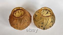 Rare 2 Vase Art Déco Pate Verre Etling D'avesn Verlys No Daum Lalique Old Glass