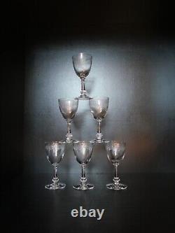 Rare 6 verres à vin en cristal Art déco Nouveau Gavé fleur Saint ST Louis