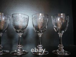 Rare 6 verres à vin en cristal Art déco Nouveau Gavé fleur Saint ST Louis