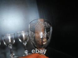 Rare 6 verres à vin en cristal Art déco Nouveau Gavé fleur Saint ST Louis