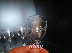 Rare 6 verres à vin en cristal Art déco Nouveau Gavé fleur Saint ST Louis