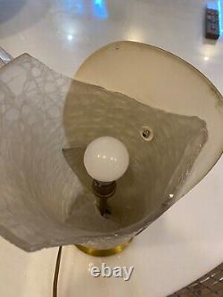 Rare lampe à poser année 30 signée PERZEL laiton et verre (cassé)