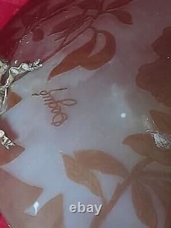 Rare suspension coupe en pate de verre art nouveau signé Degue degagé à l'acide