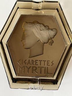 Rarissime cendrier verre Art Déco cigarettes Myrtil tobacciana