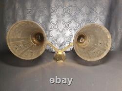 Ravissante applique lampe murale art deco 1930 double abat jour tulipe en verre