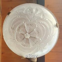SEVB 1930 Art déco Suspension Vasque en pate de verre Ancien Lustre