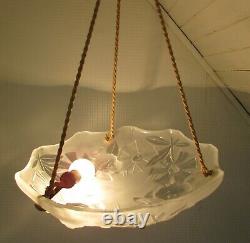 SUSPENSION LUSTRE ART DECO VASQUE VERRE / french art glas lamp