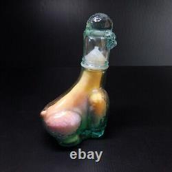 Sculpture statue figurine bouteille flacon chien caniche verre art déco N6123