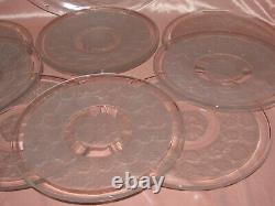 Service tarte verre dépoli opalescent plat 10 assiettes Portieux décor pensées