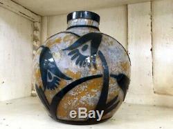 Splendide Vase Art Deco Le Verre Francais Verre Degage A L'acide