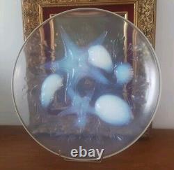 Superbe Grande Coupe Plat En Verre Opalescent Art Déco Signé Verlux France