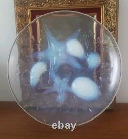 Superbe Grande Coupe Plat En Verre Opalescent Art Déco Signé Verlux France