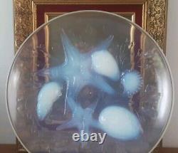 Superbe Grande Coupe Plat En Verre Opalescent Art Déco Signé Verlux France