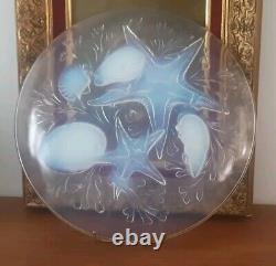 Superbe Grande Coupe Plat En Verre Opalescent Art Déco Signé Verlux France