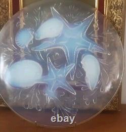 Superbe Grande Coupe Plat En Verre Opalescent Art Déco Signé Verlux France