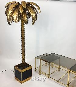 Superbe Lampadaire Année 70 Style Jansen En Forme De Palmier En Métal Doré